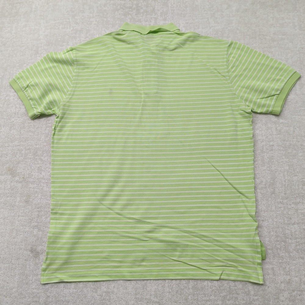 Polo Ralph Lauren Polo Shirt Mens L Lime Green White Striped Pima Cotton Pony - Picture 4 of 7